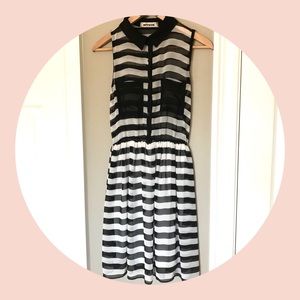 mystic black white stripe collared dress cute goth